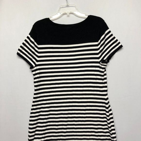 Torrid Women Size 2 Black & White Stripe Sweater-Knit Short Shift Dress B226 -10 - Picture 11 of 14